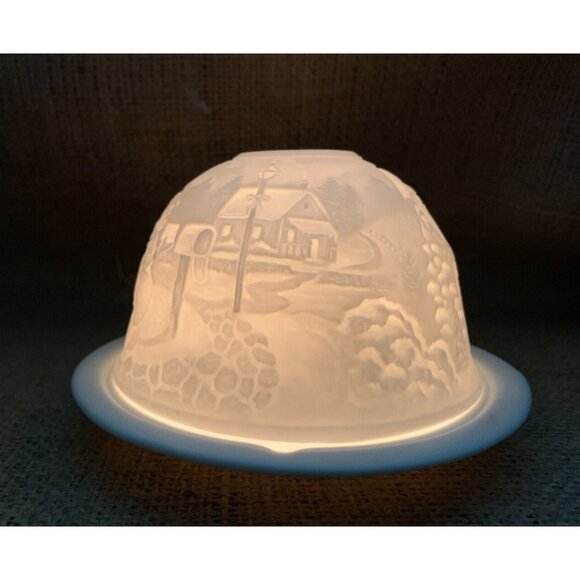 Lithopane Fairy Light Snowmen Angels Christmas Winter Scene by Seagull - Picture 6 of 16